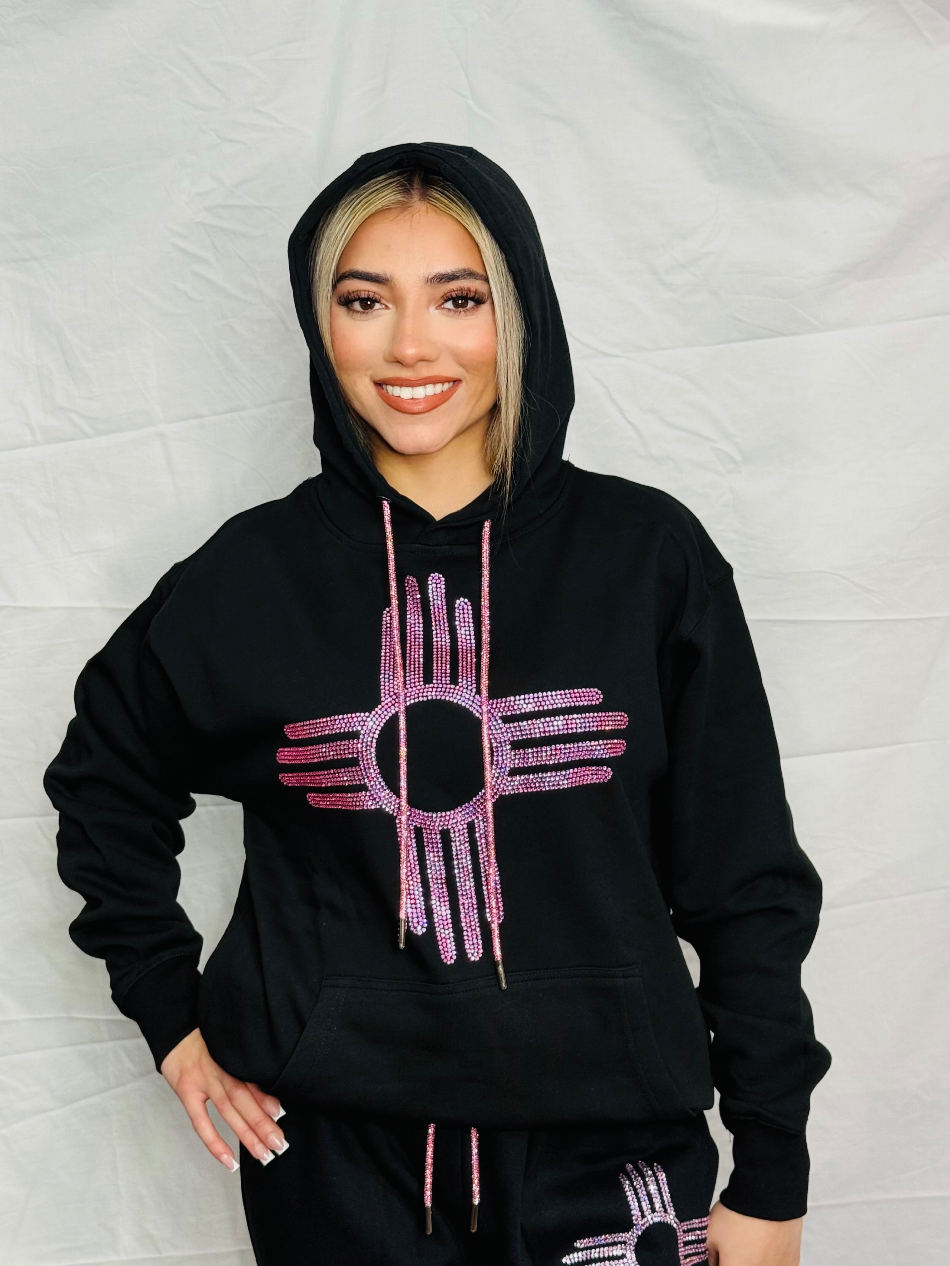 Pink Zia Rhinestone Hoodie – Eddie Valentin