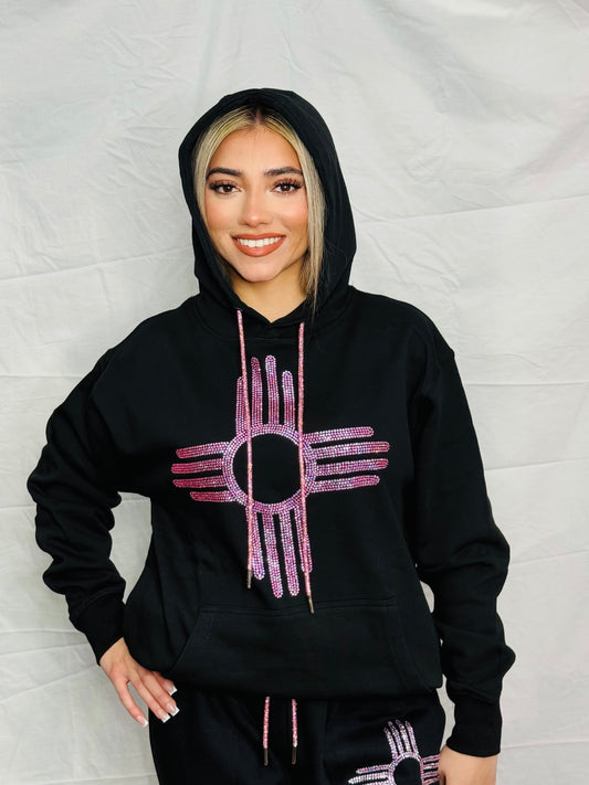 Pink Zia Rhinestone Hoodie