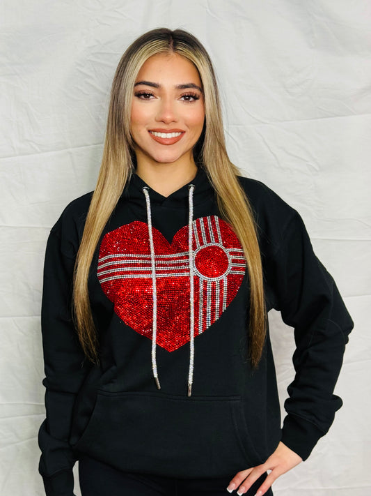 Heart Zia Rhinestone Hoodie