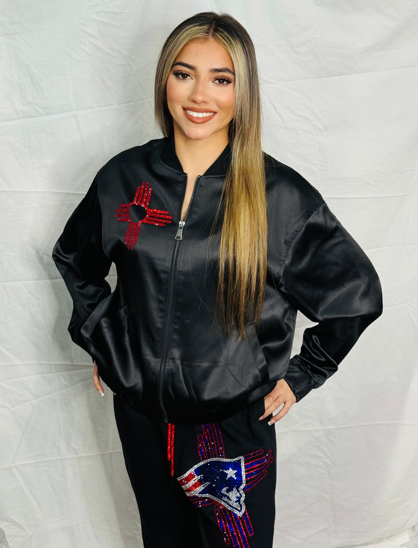 Limited Edition Super Bowl Patriots Rhinestone Bomber Jacket