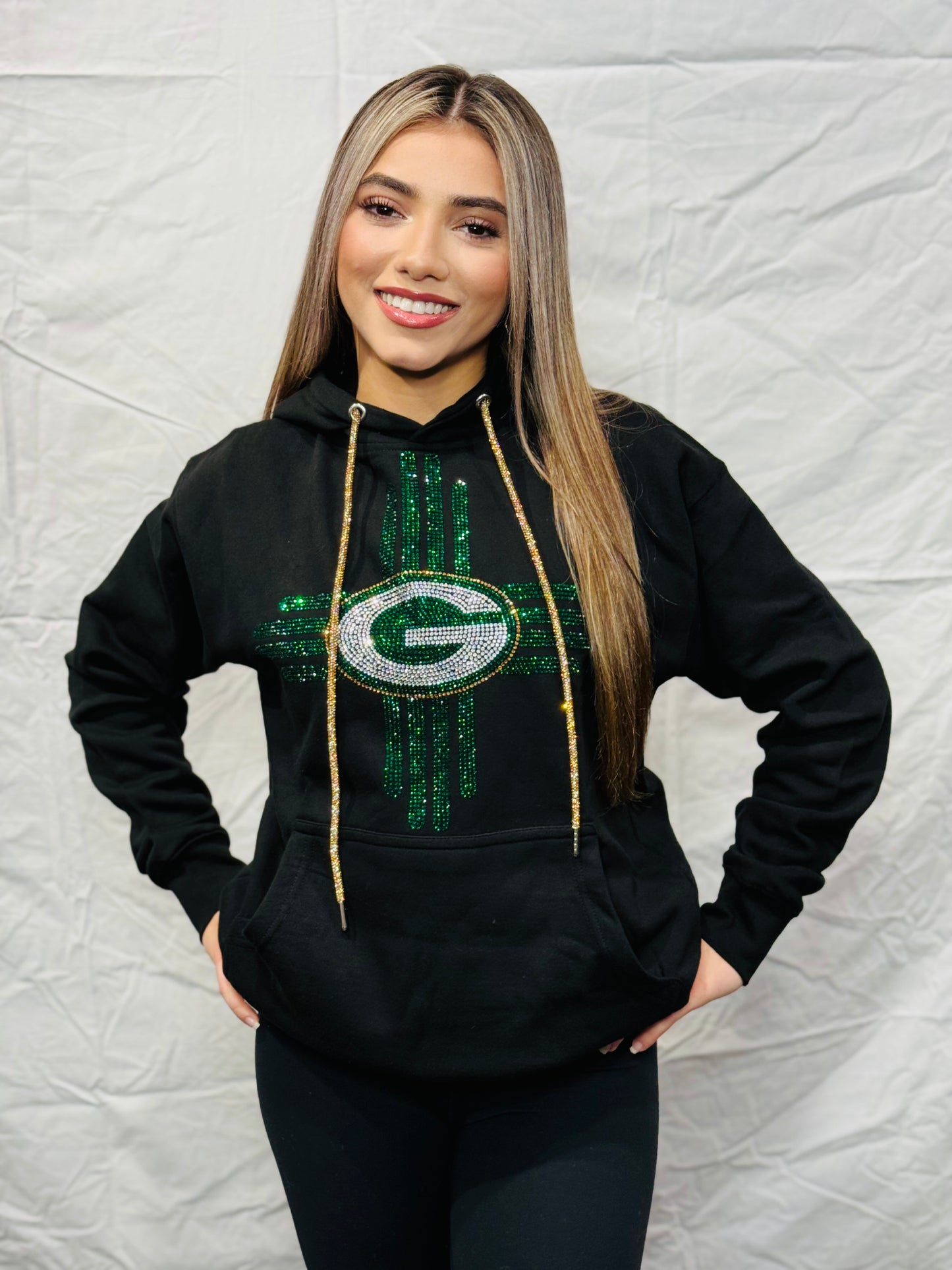 Zia Green Bay Rhinestone Hoodie