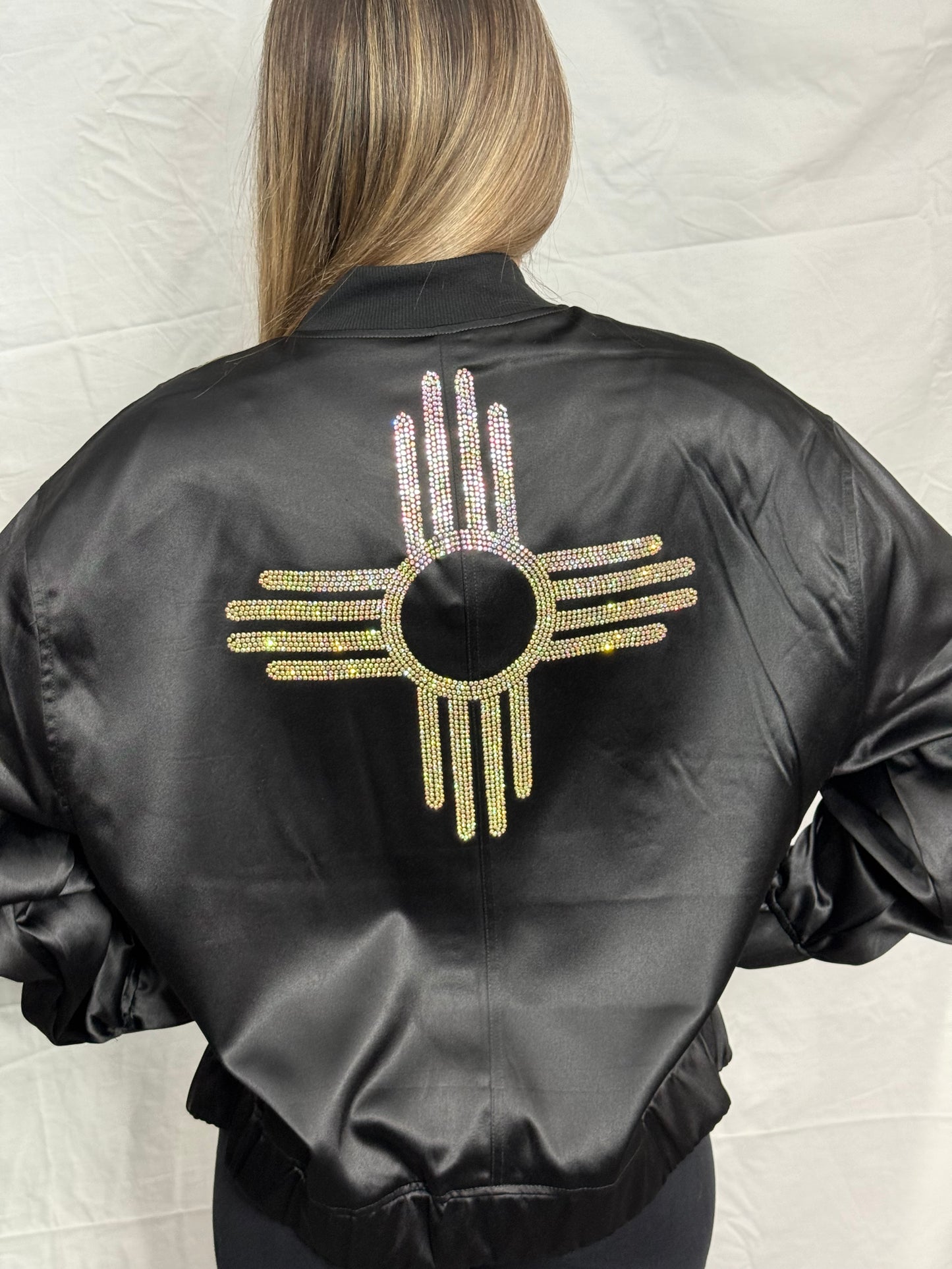 Iridescent Zia Rhinestone Bomber Jacket