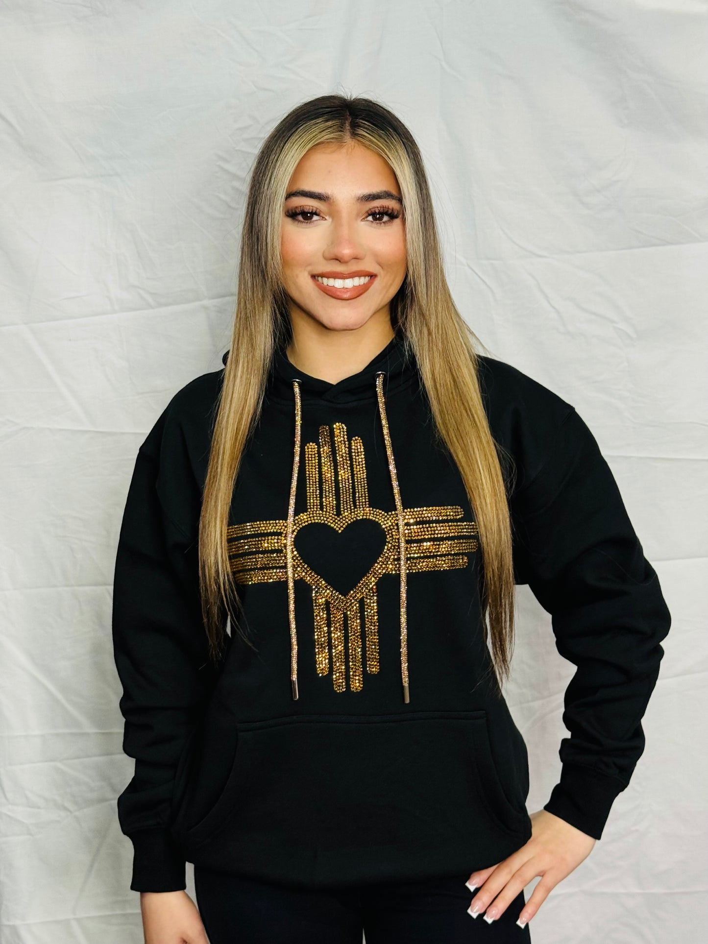 Gold Zia Heart Rhinestone Hoodie