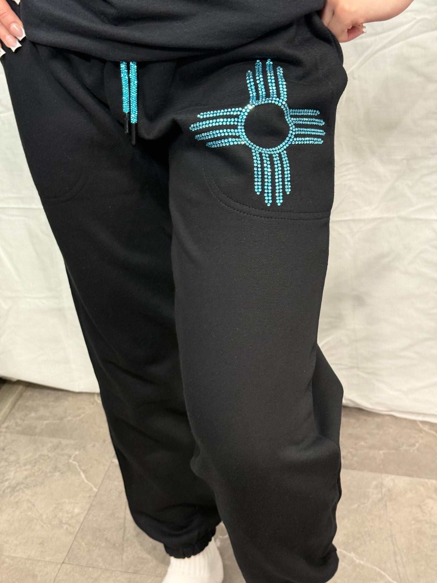 Turquoise Zia Rhinestone Pants