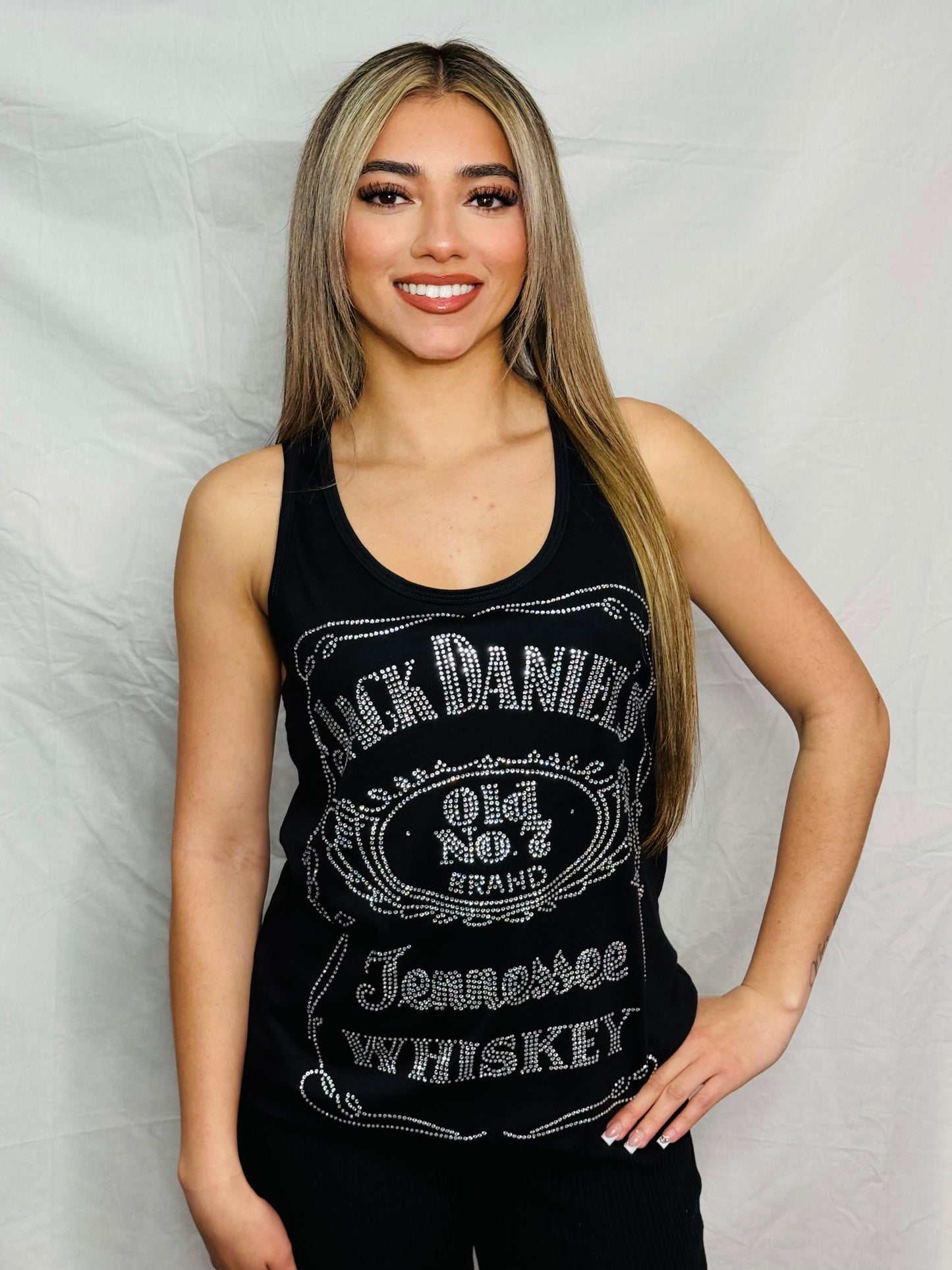 Jack Daniels Rhinestone Racer Back Tank Top