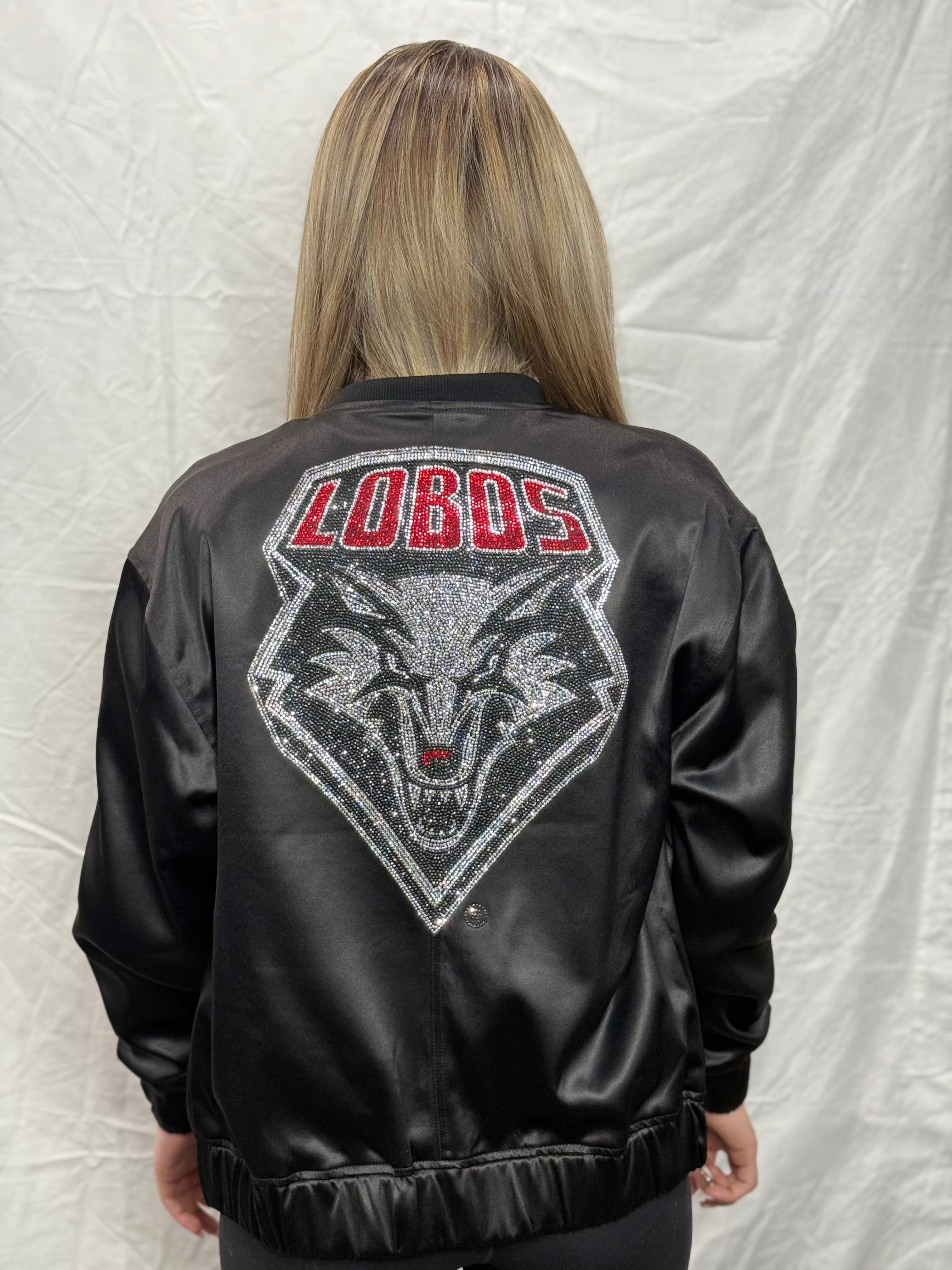 Zia Limited Edition New Mexico UNM Lobos Rhinestone Bomber Jacket