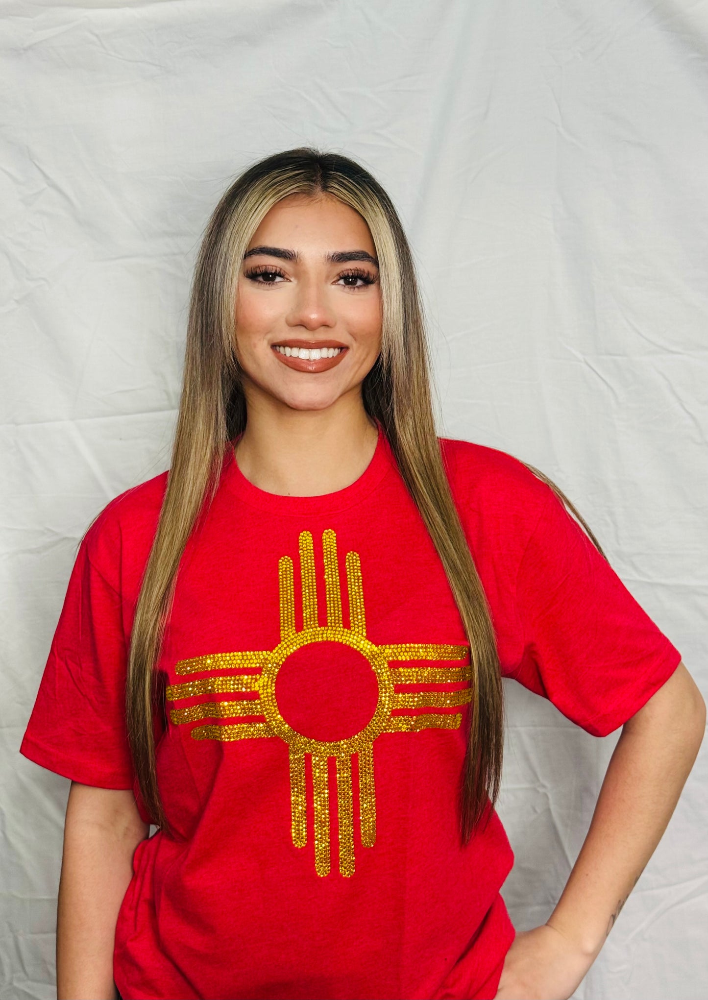 Yellow Zia Rhinestone Red T-Shirt