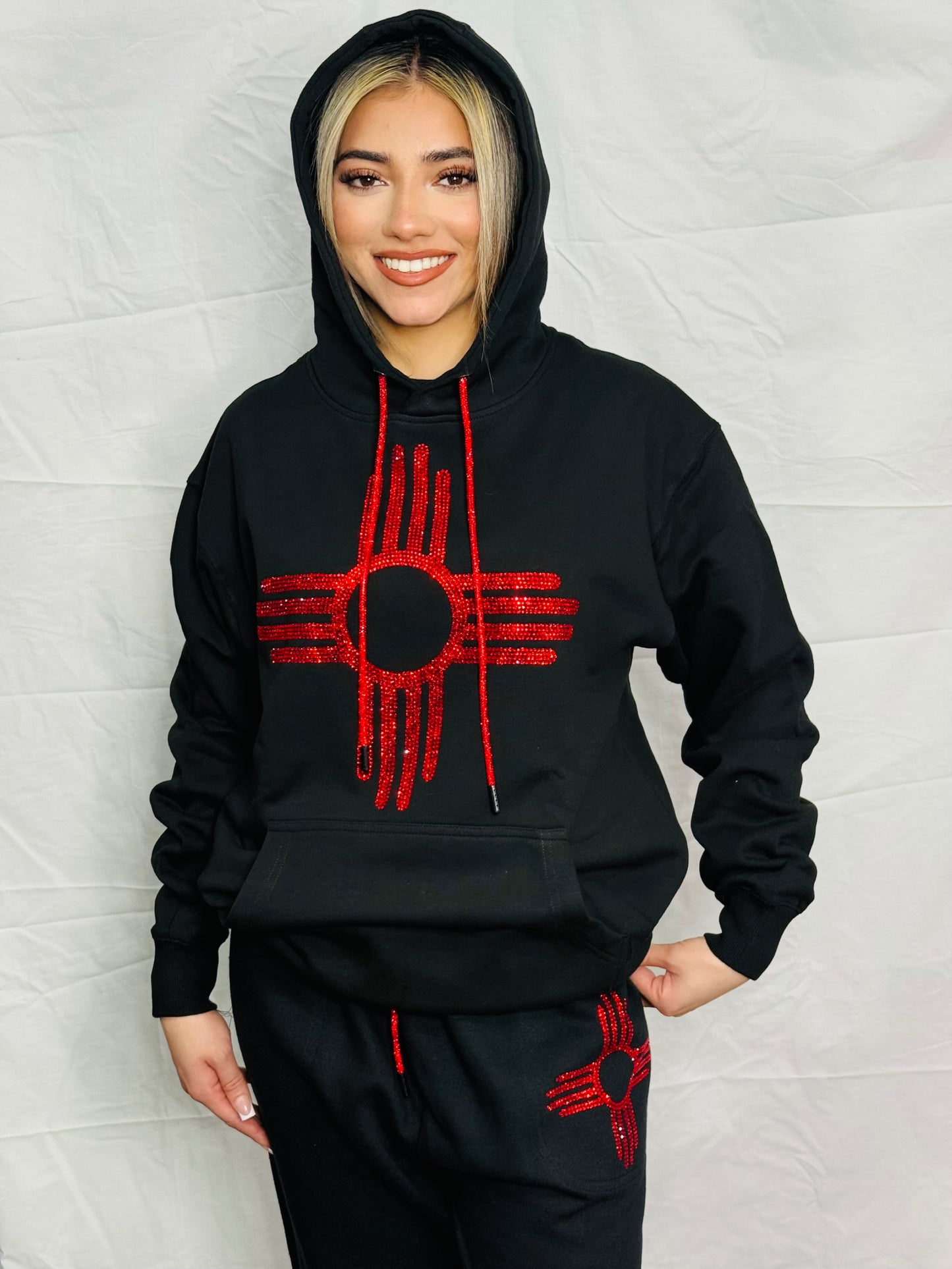 Red Zia Rhinestone Hoodie
