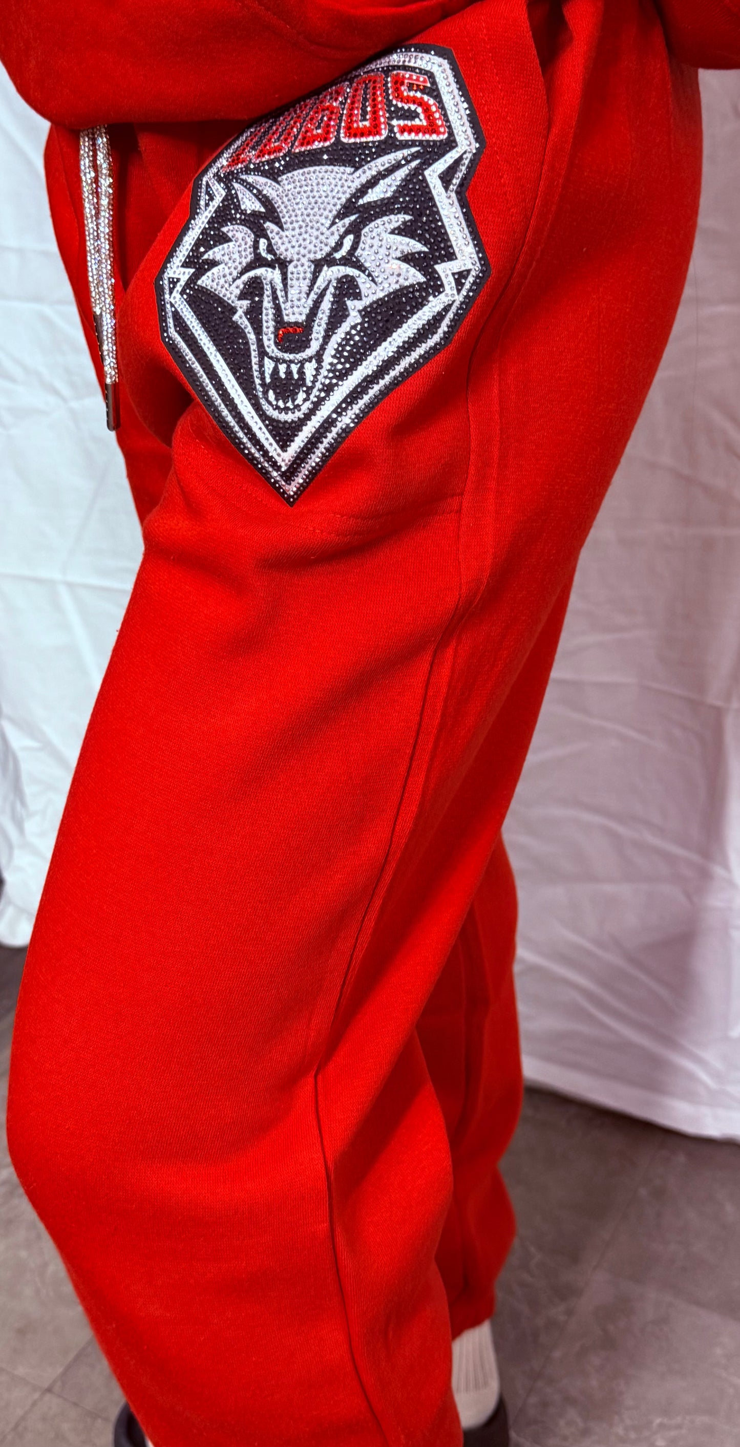 Red New Mexico UNM Lobos  Rhinestone Pants