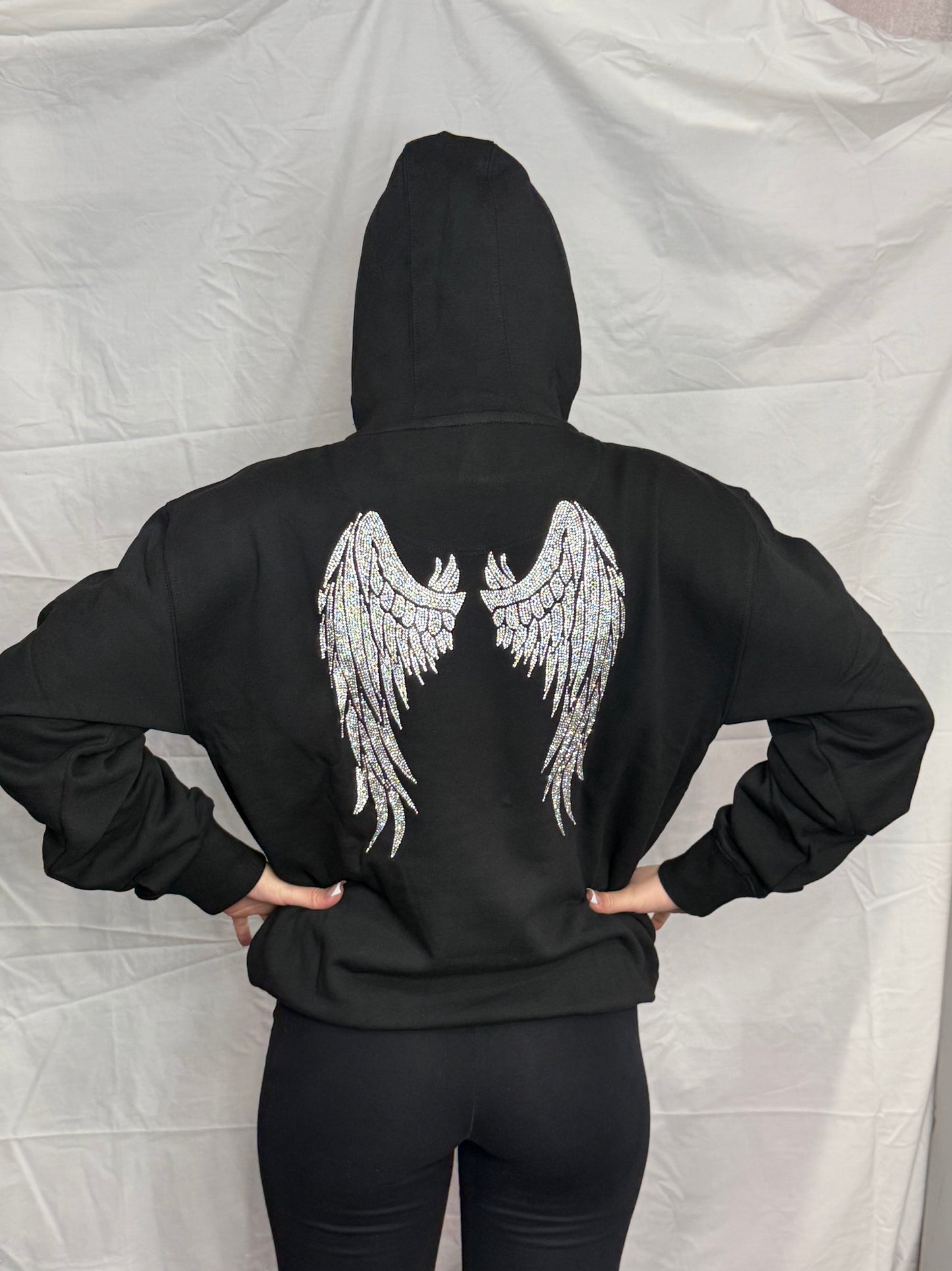 Traditional Angel Wings Rhinestone Hoodie