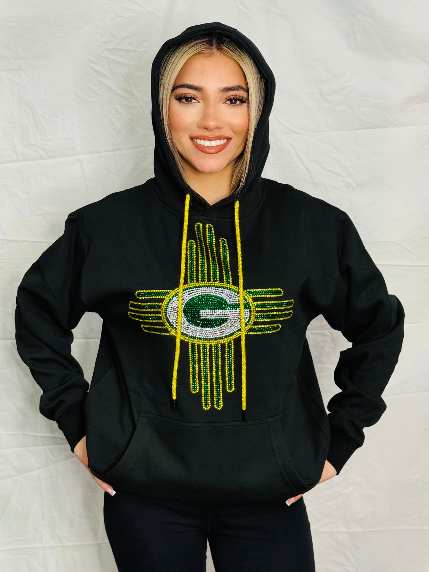 Zia Green Bay Rhinestone Hoodie