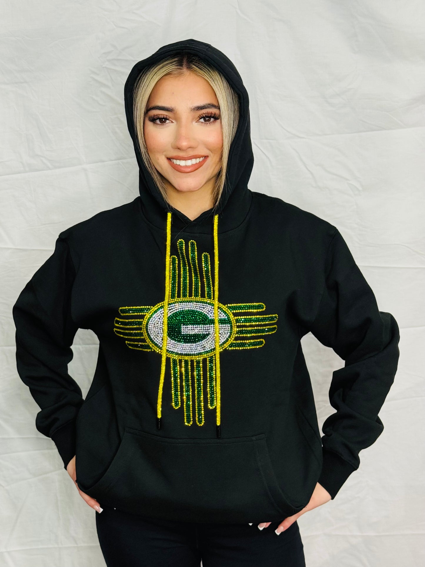 Zia Green Bay Rhinestone Hoodie