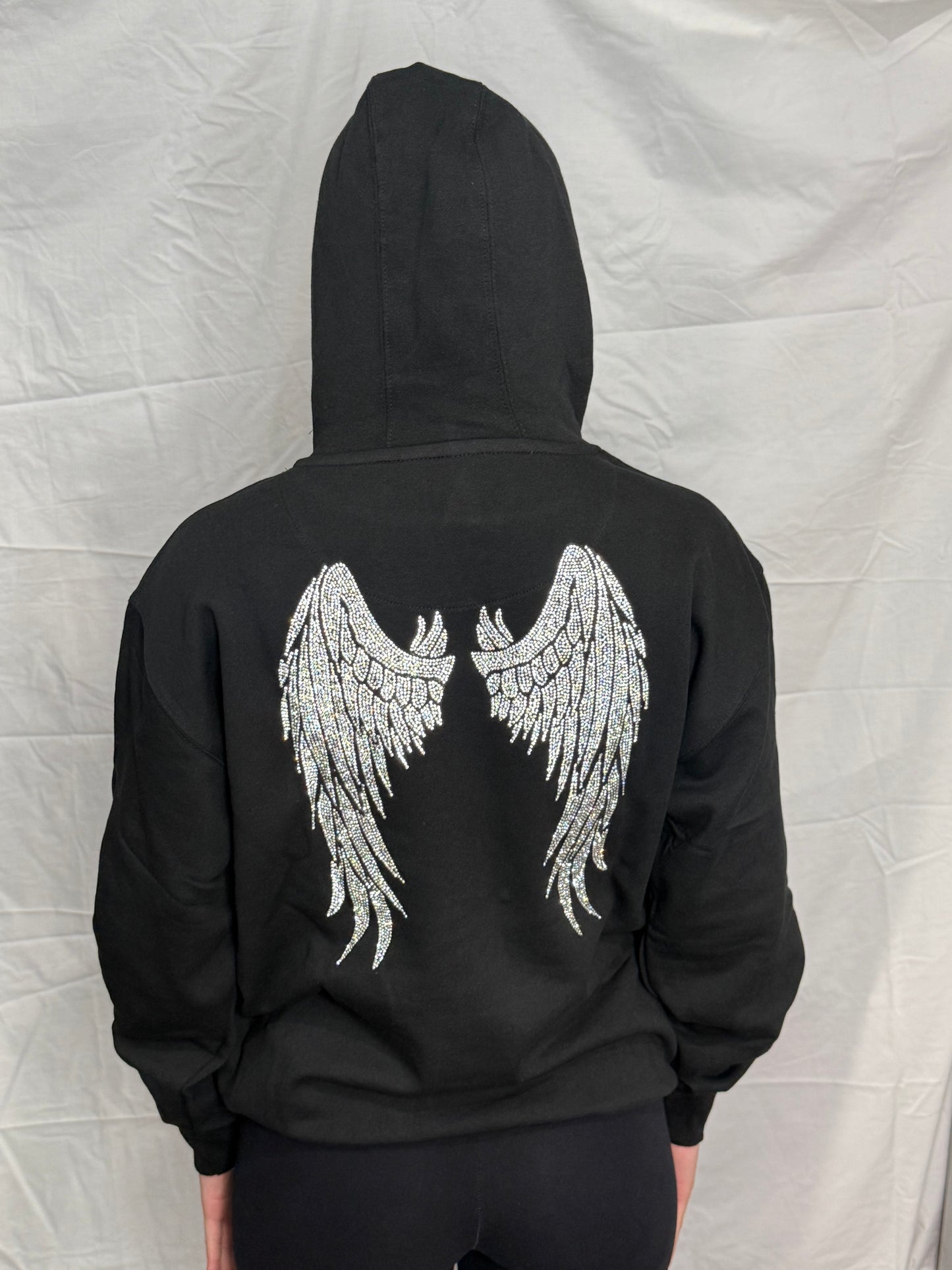 Traditional Angel Wings Rhinestone Hoodie