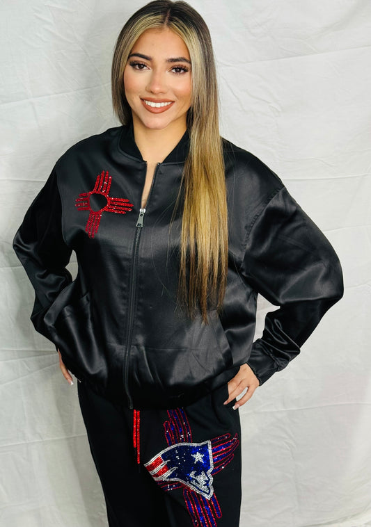 Limited Edition Super Bowl Patriots Rhinestone Bomber Jacket