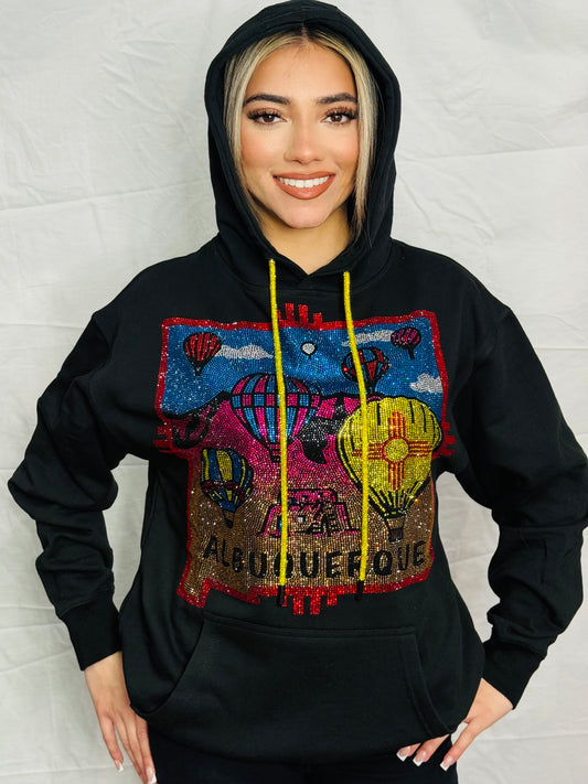 Albuquerque Balloon Rhinestone Hoodie