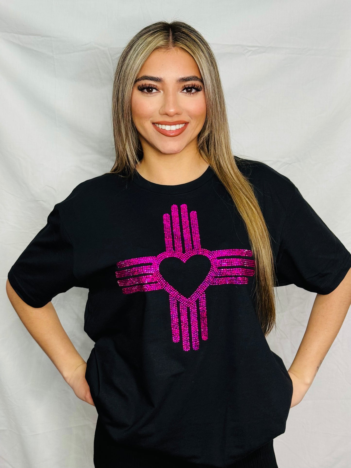 Hot Pink Zia Rhinestone T-Shirt