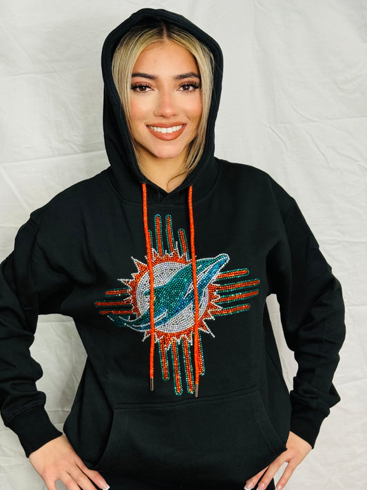 Zia Miami Dolphins Rhinestone Hoodie