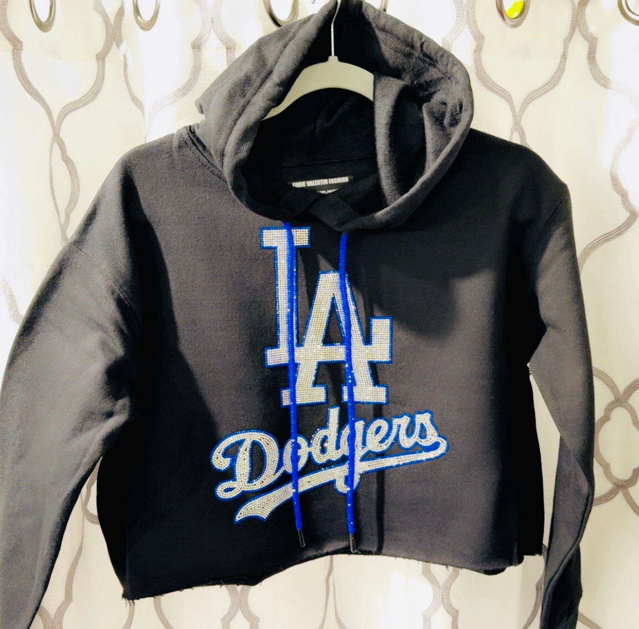 LA Dodgers Rhinestone Crop Hoodie
