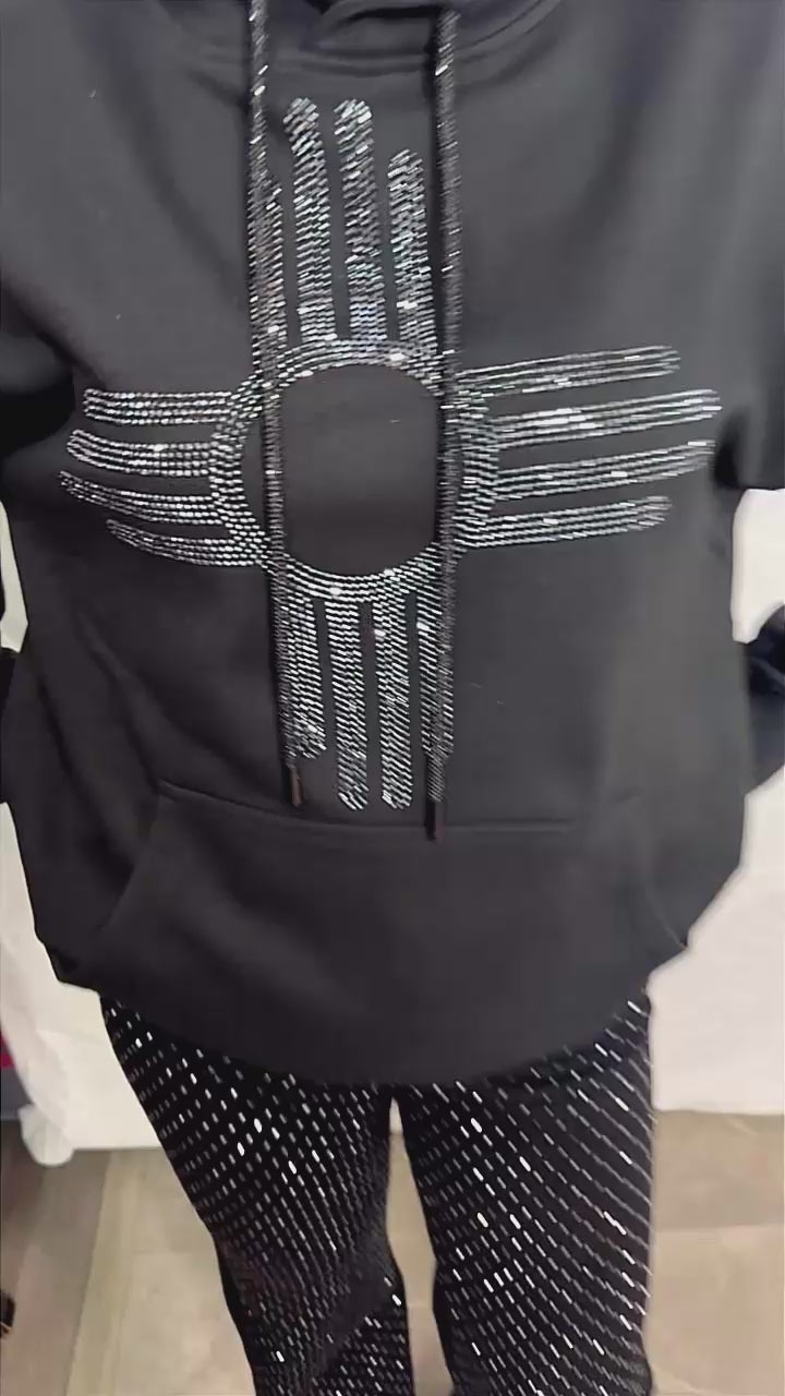 Black on Black Rhinestone Zia Hoodie – Eddie Valentin