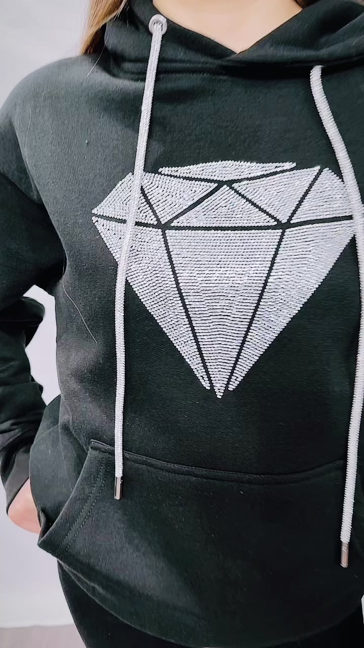 Diamond Rhinestone Hoodie – Eddie Valentin