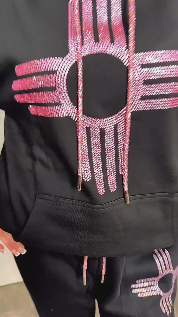 Pink Zia Rhinestone Hoodie – Eddie Valentin