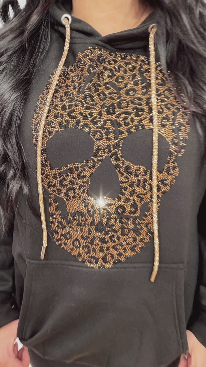 Bedazzled skull outlet hoodie